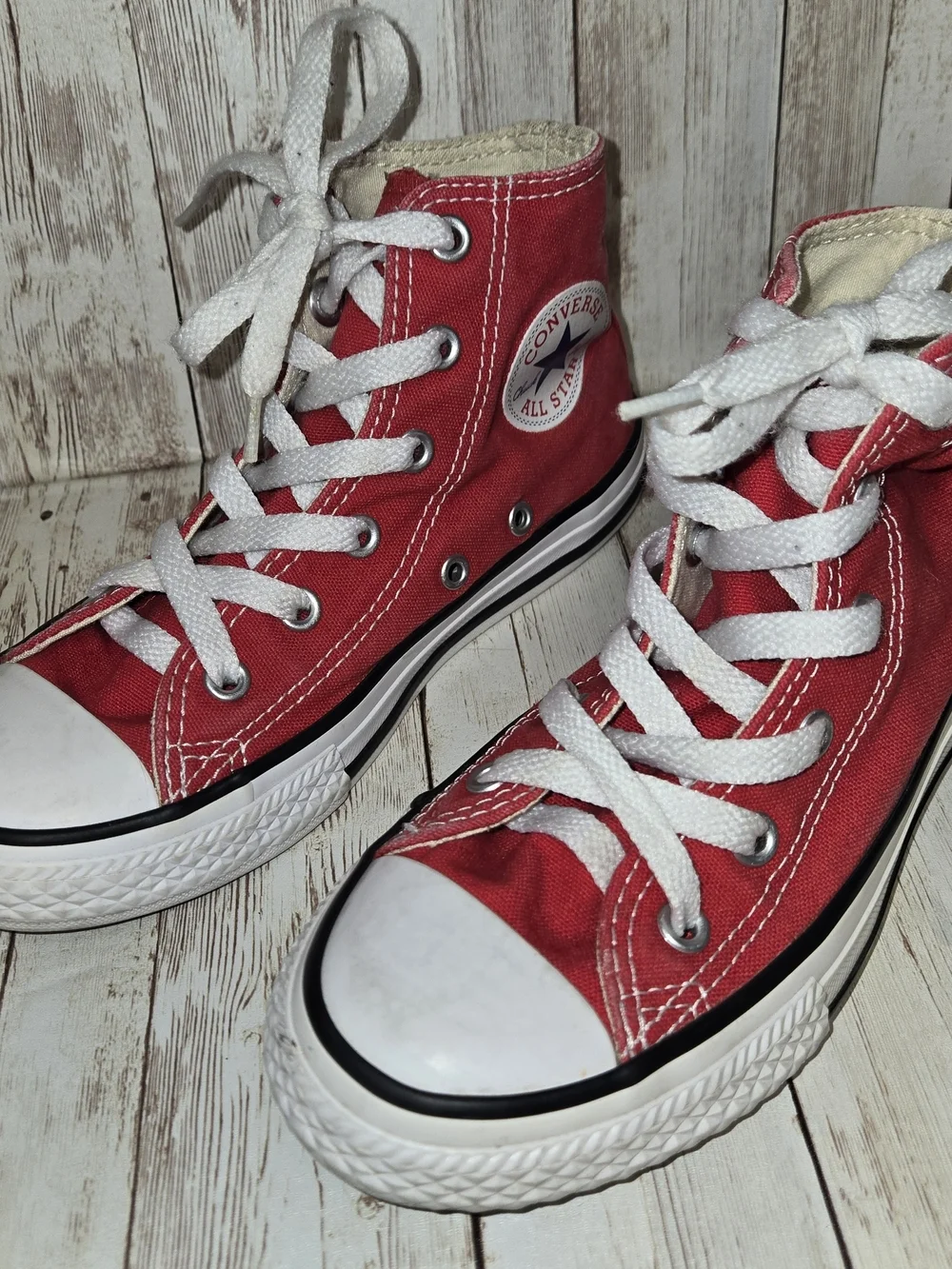 Converse All Star Red High Top Sneakers Kids Youth Size 13